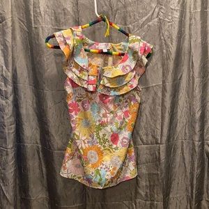 Adorable flirty colorful floral tank top